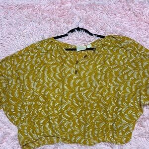 Maeve Golden Yellow Patterned Women's Top - Size Large